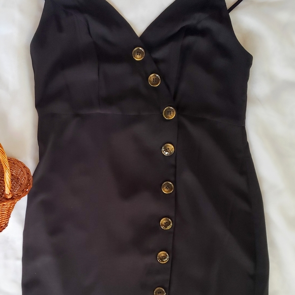 Mint Limit Black Button Midi Dress - Picture 2 of 3